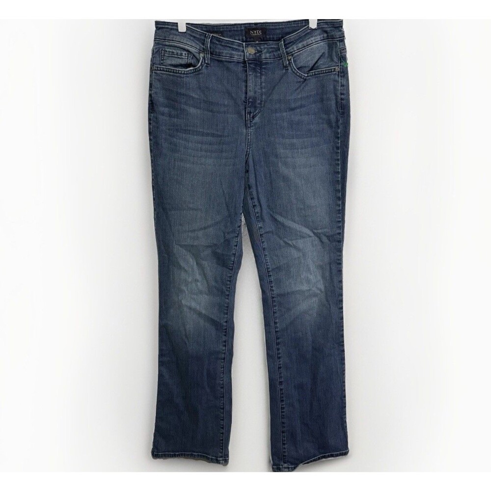 NYDJ‎ Womens Barbara Bootcut Jeans Sz 10 Blue Stretch Denim Lift Tuck Mid Rise